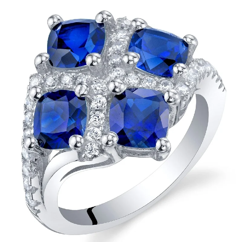 Sapphire Gemstone Rings in 18K White Gold with Diamond Accents for an Elegant EngagementSterling Silver 2.5 ct Created Sapphire Birthstone Ring