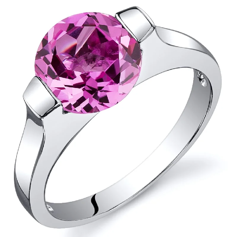 Tanzanite Gemstone Rings in 10K Gold with a Trilogy Design for a Sophisticated GiftSterling Silver 2.75 ct Created Pink Sapphire Solitaire Ring