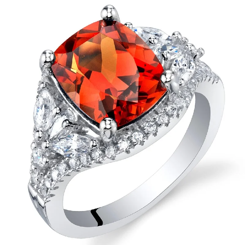 Ruby Gemstone Rings in 14K Yellow Gold with a Solitaire Setting for a Classic and Bold StatementSterling Silver 3.75 ct Created Padparadscha Sapphire Birthstone Ring