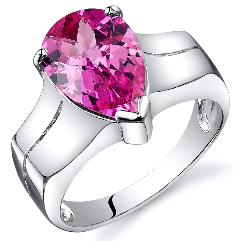 Garnet Gemstone Rings in 18K Gold Vermeil with Intricate Engravings for a Traditional AestheticSterling Silver 3.75 ct Created Pink Sapphire Solitaire Ring