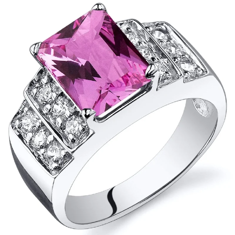 Topaz Gemstone Rings in 10K Gold with a Channel - Set Design for a Contemporary and Durable OptionSterling Silver 3 ct Created Pink Sapphire Birthstone Ring