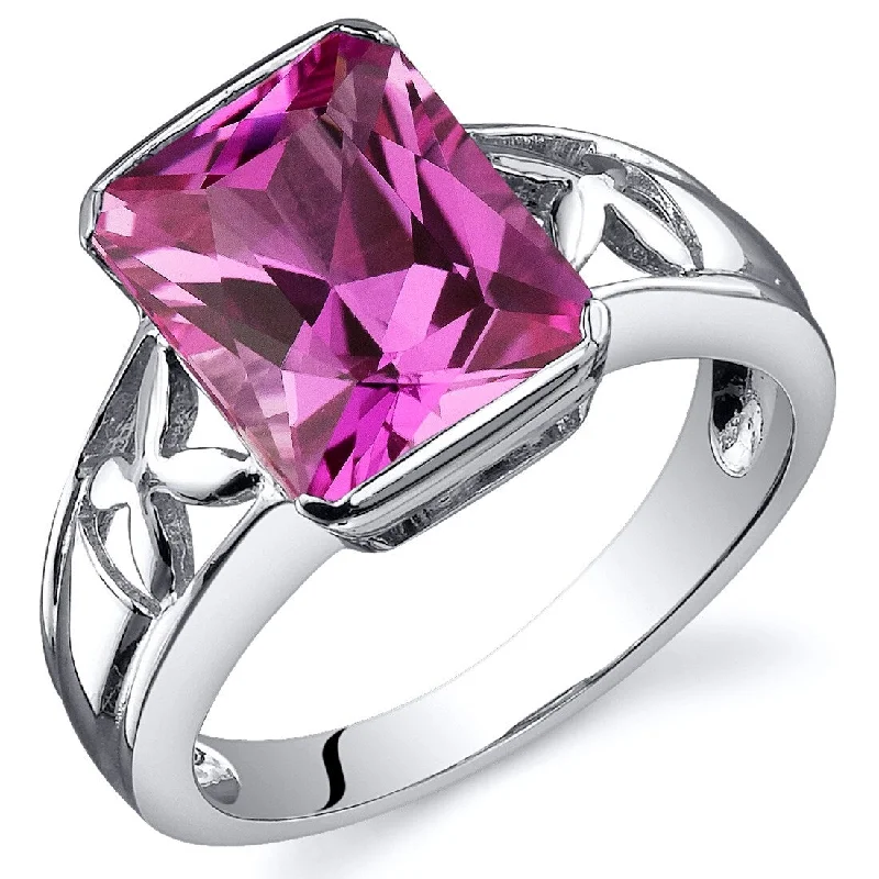 Iolite Gemstone Rings in 10K Gold with a Twisted Band for a Distinctive and Stylish AccessorySterling Silver 4 ct Created Pink Sapphire Solitaire Ring