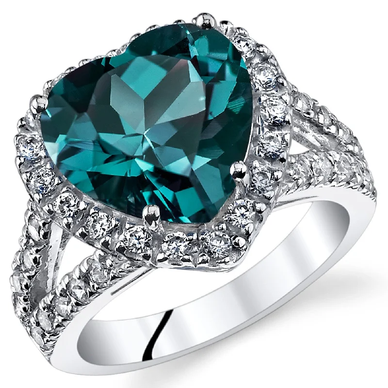 Alexandrite Gemstone Rings in Platinum with a Hidden Halo for a Rare and Luxurious PieceSterling Silver 5.5 ct Created Sapphire Birthstone Ring