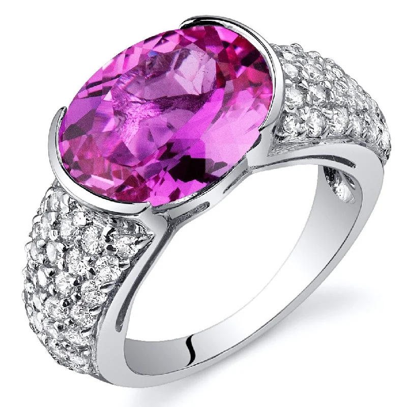 Agate Gemstone Rings in Sterling Silver with a Mosaic - Inspired Inlay for a Bohemian StyleSterling Silver 6.25 ct Created Pink Sapphire Birthstone Ring