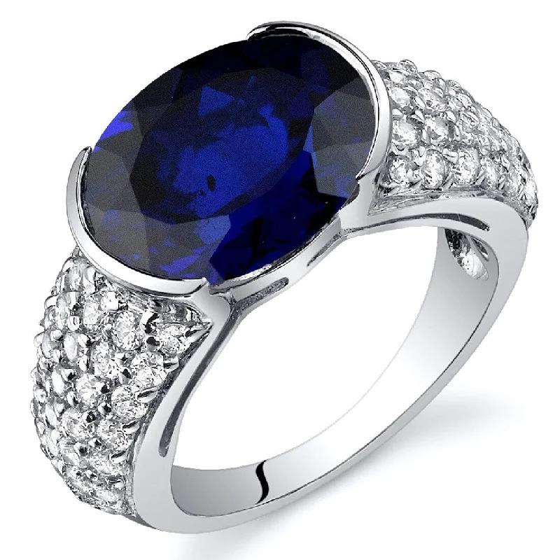 Topaz Gemstone Rings in 10K Gold with a Channel - Set Design for a Contemporary and Durable OptionSterling Silver 6.75 ct Created Sapphire Birthstone Ring