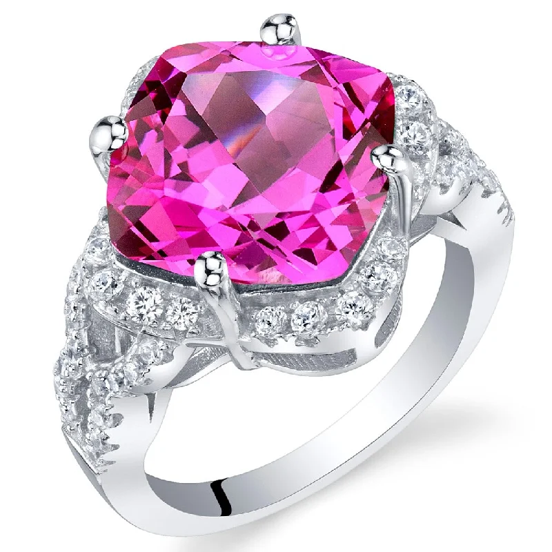 Jasper Gemstone Rings in 18K Gold Vermeil with a Matte Finish for a Subtle and Elegant LookSterling Silver 7.5 ct Created Pink Sapphire Halo Ring