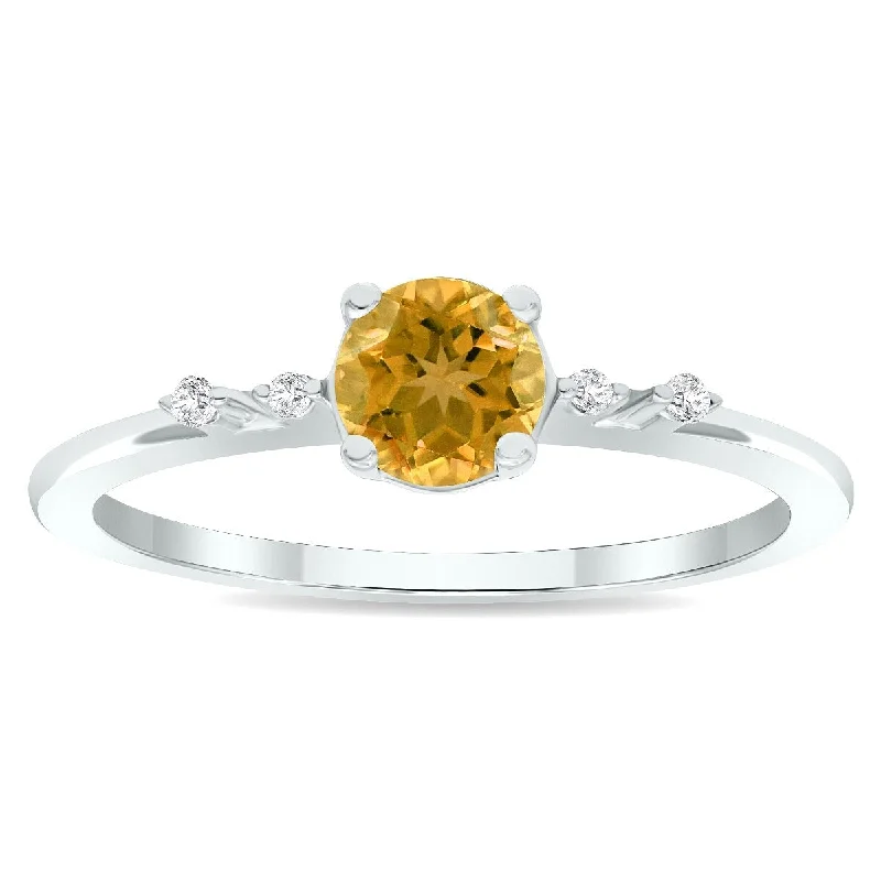 Jasper Gemstone Rings in 18K Gold Vermeil with a Matte Finish for a Subtle and Elegant LookWomen's Citrine and Diamond Sparkle Ring in 10K White Gold