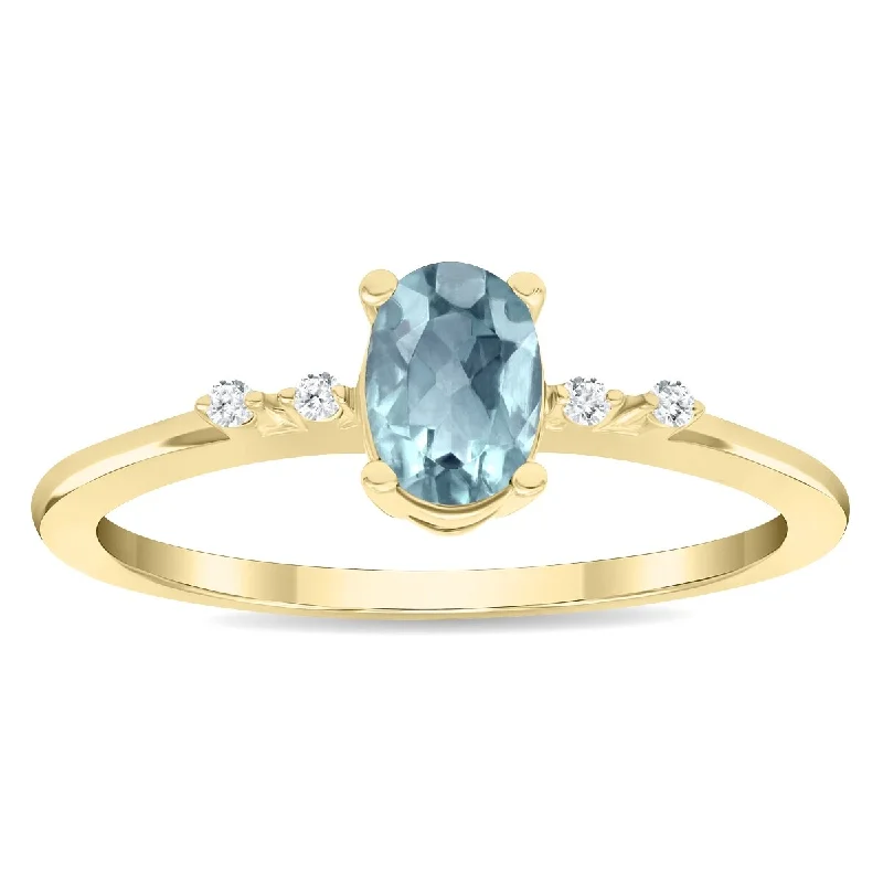 Peridot Gemstone Rings in 14K Gold - Filled Metal with a Pave - Set Band for a Sparkling LookWomen's Oval Shaped Aquamarine and Diamond Sparkle Ring in 10K Yellow Gold