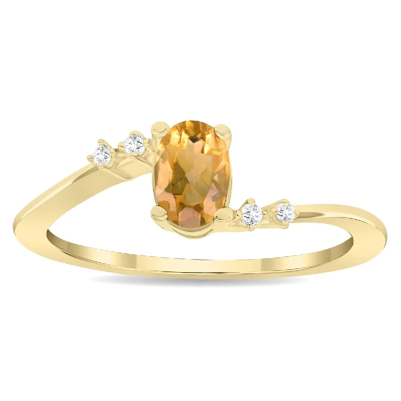 Garnet Gemstone Rings in 18K Gold Vermeil with Intricate Engravings for a Traditional AestheticWomen's Oval Shaped Citrine and Diamond Tierra Ring in 10K Yellow Gold