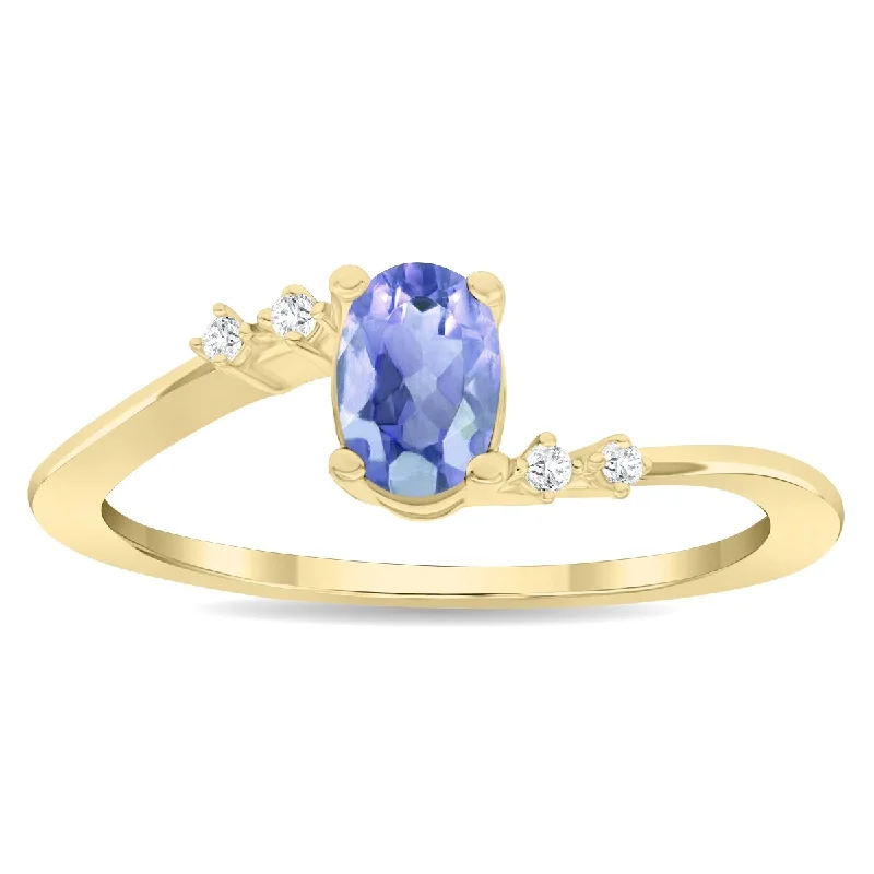 Turquoise Gemstone Rings in 925 Silver with a Southwestern - Inspired Design for a Rustic CharmWomen's Oval Shaped Tanzanite and Diamond Tierra Ring in 10K Yellow Gold