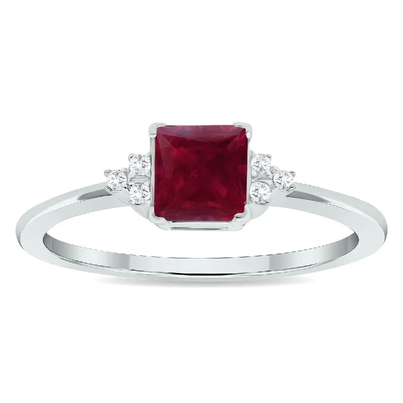 Alexandrite Gemstone Rings in Platinum with a Hidden Halo for a Rare and Luxurious PieceWomen's Princess Cut Ruby and Diamond Half Moon Ring in 10K White Gold