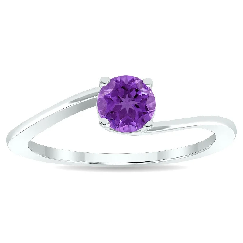 Malachite Gemstone Rings in 14K Gold with a Carved Stone for a Unique and Artistic AppealWomen's Solitaire Amethyst Wave Ring in 10K White Gold