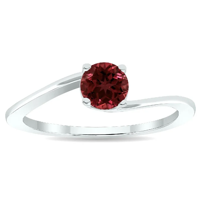 Tourmaline Gemstone Rings in 18K Two - Tone Gold with a Floral - Shaped Setting for a Feminine TouchWomen's Solitaire Garnet Wave Ring in 10K White Gold