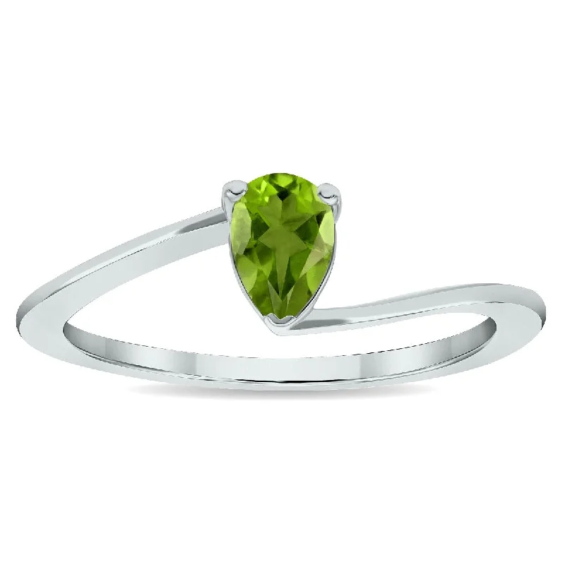 Aquamarine Gemstone Rings in 9K Gold with a Bezel Setting for a Modern and Secure FitWomen's Solitaire Peridot Wave Ring in 10K White Gold