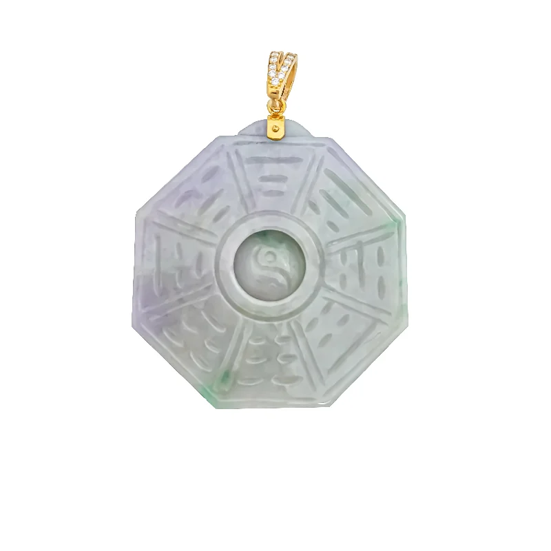 Vintage - Reproduction Cameo Pendant Necklace in Brass for Retro - Style LoversBa Gua Taoist Eight Trigrams Floating Yin Yang Pendant (Jade)