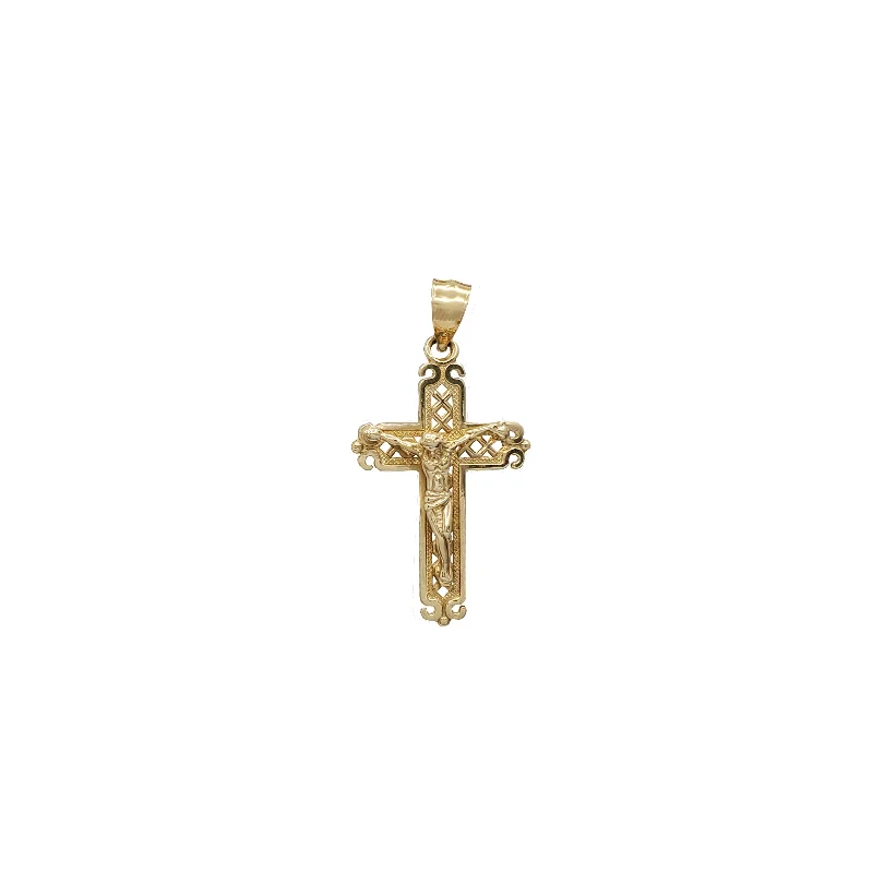 Antique - Inspired Filigree - Worked Cross Pendant Necklace for Religious CeremoniesCrucifix Pendant (10K)