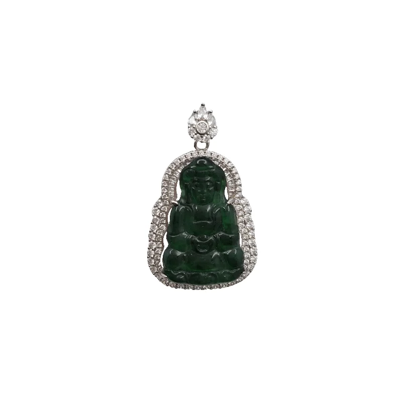 Multi - Colored Beaded Starfish Pendant Necklace for Beach - Themed WeddingsCubic Zirconia Dark Green Guanyin Jade Pendant (Silver)