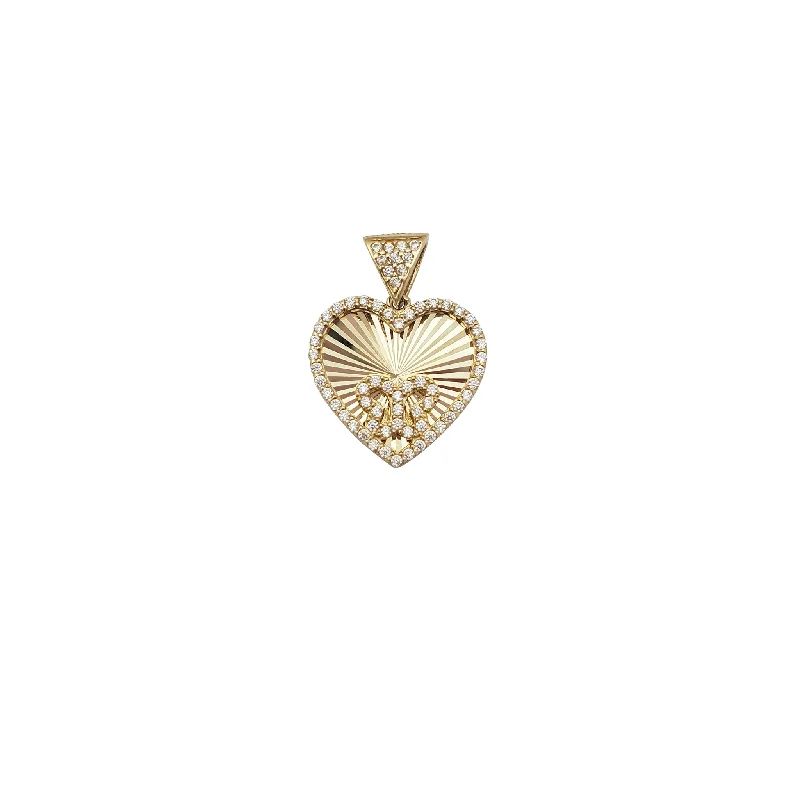 Water - Resistant Stainless Steel Diving - Themed Pendant for DiversDiamond-Cut Butterfly Heart Shape CZ Pendant (14K)