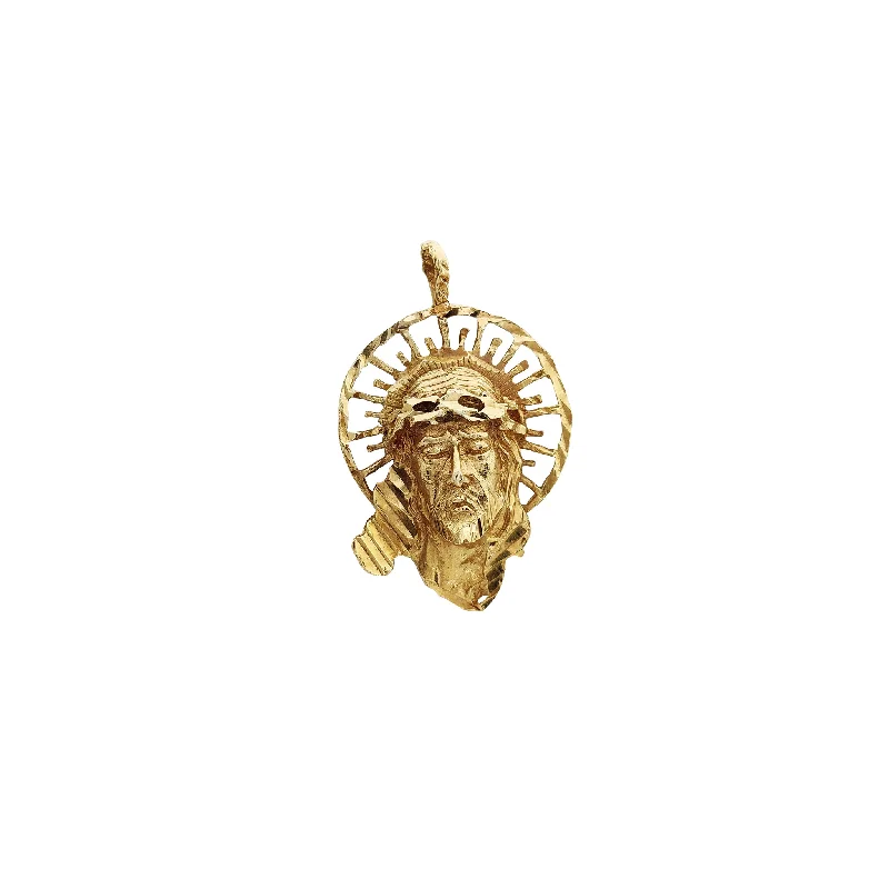 Adjustable - Chain Cubic Zirconia Solitaire Pendant for a Sparkling GiftDiamond Cuts Jesus Head Pendant (14K)