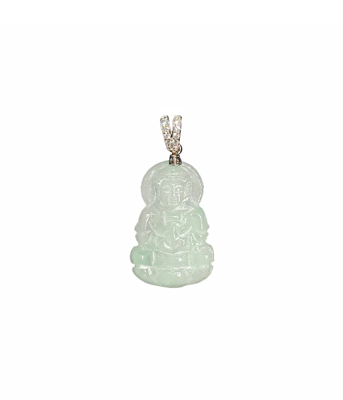 Adjustable - Chain Cubic Zirconia Solitaire Pendant for a Sparkling GiftDiamond Green Jade Guanyin Pendant (14K)