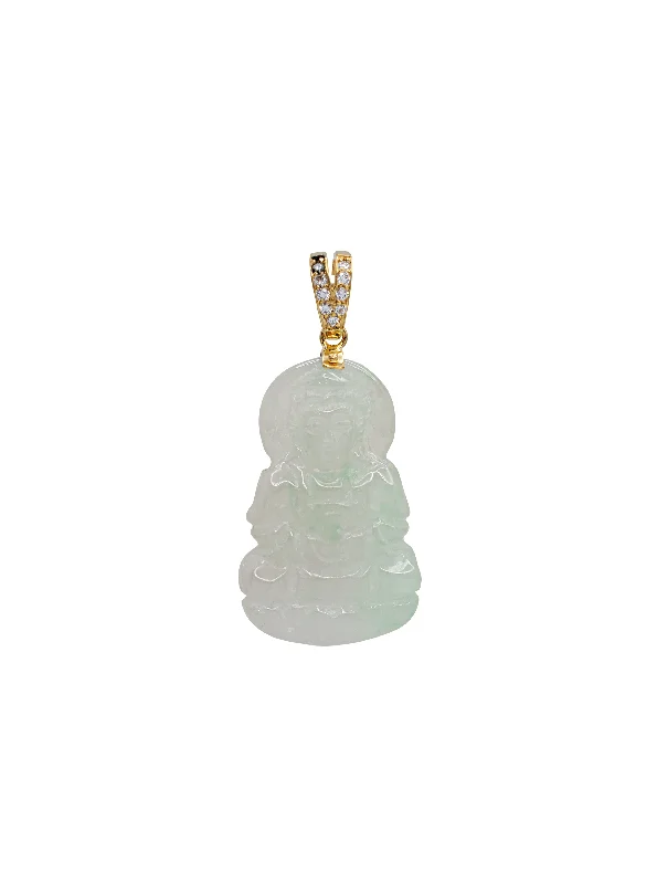 Retro - Inspired Art Deco - Patterned Pendant in Silver for Vintage LoversDiamond Guanyin Jade Pendant (14K)