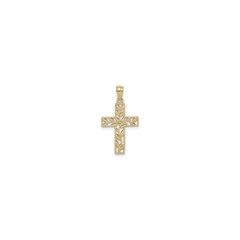 Magnetic - Locking Pendant with Hidden Compartment for Secret MessagesEvergreen Leaf Cross Pendant (14K)