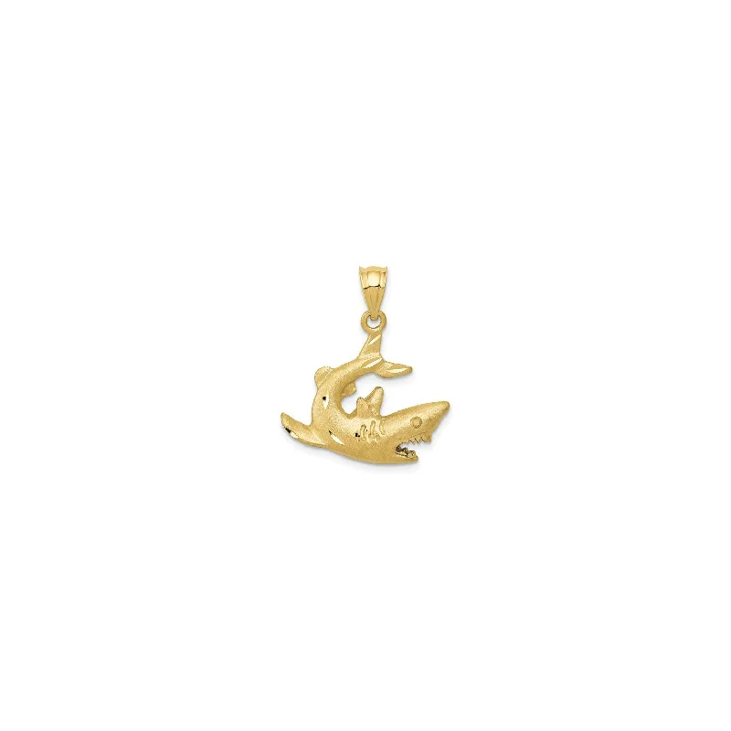 Retro - Inspired Art Deco - Patterned Pendant in Silver for Vintage LoversFerocious Shark Pendant (14K)