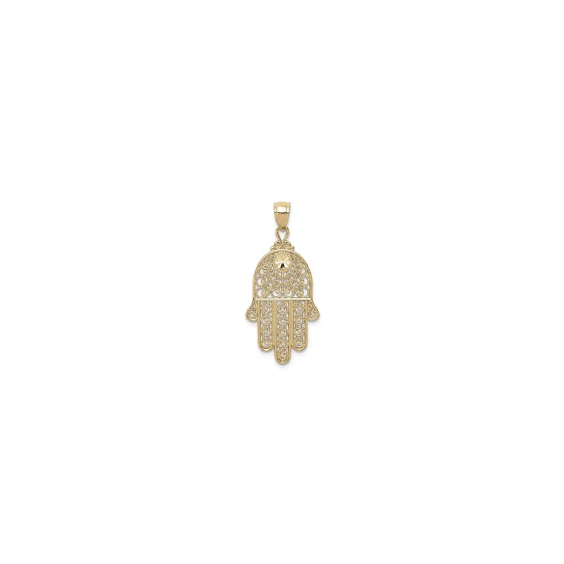 Handmade Leather - Wrapped Crystal Pendant for a Bohemian AestheticFiligree Hamsa Pendant (14K)