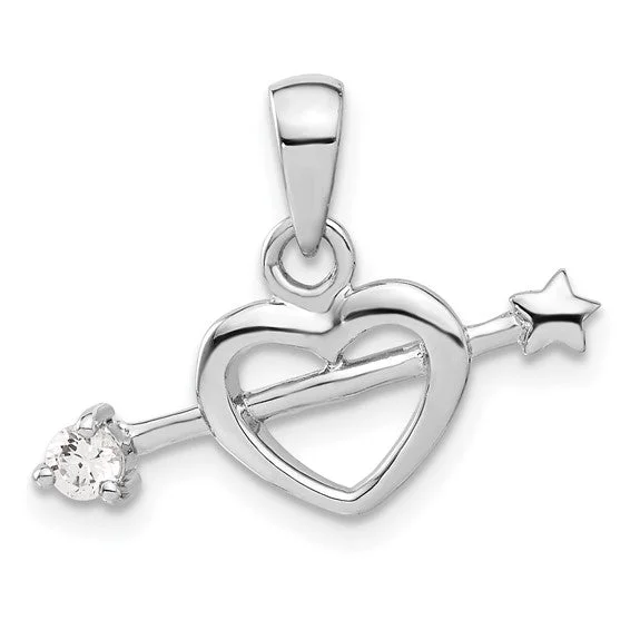 Heart - Shaped Garnet Pendant Necklace with a Pearl - Accented Chain for a Romantic Valentine's DayHeart and Arrow Pendant (Silver)