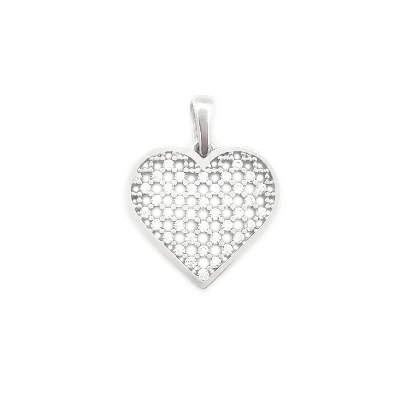 Magnetic - Locking Pendant with Hidden Compartment for Secret Messages"Transparent" Stoneset Heart Pendant (14K)