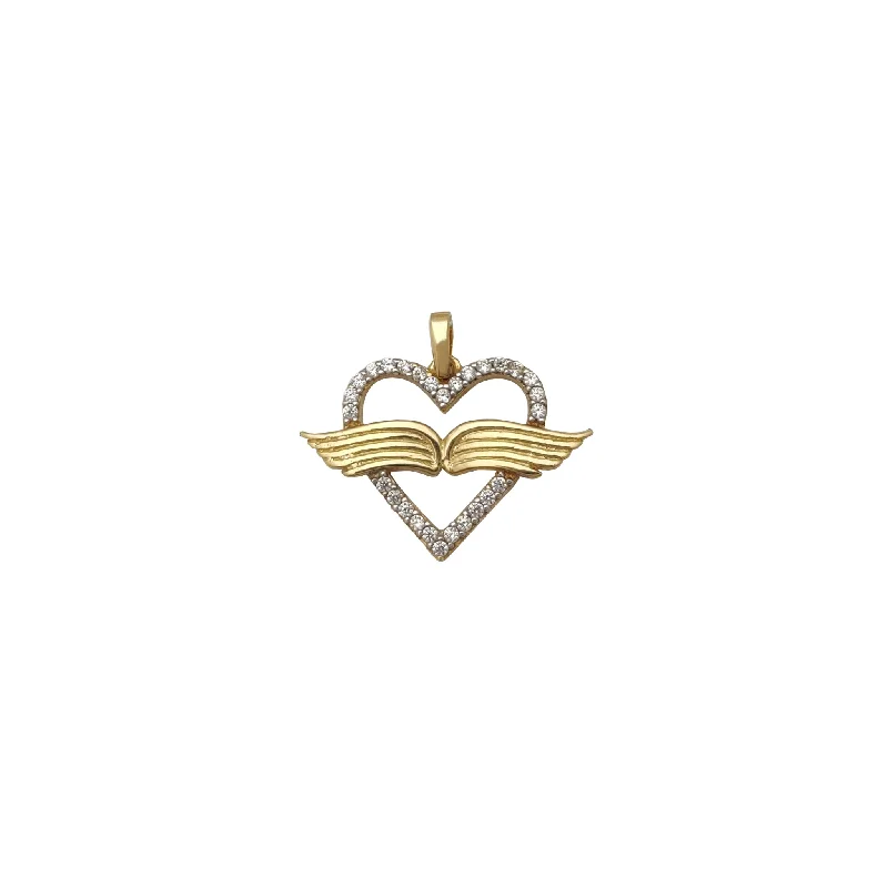 Customized Birthstone Pendant with Engraved Name for a Personalized TouchHeart & Wings Pendant (14K)