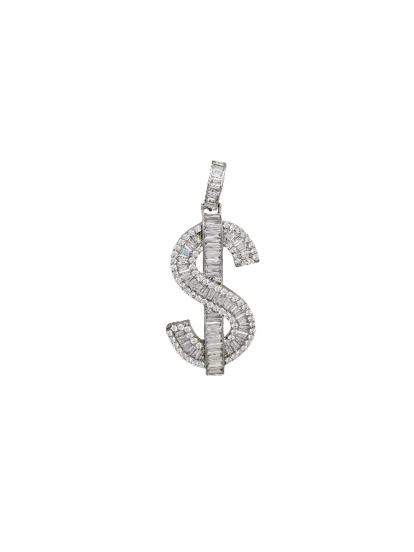 Dainty Gold - Plated Angel Wing Pendant Necklace for Sensitive Skin OwnersIced-Out Dollar Sign Pendant (Silver)