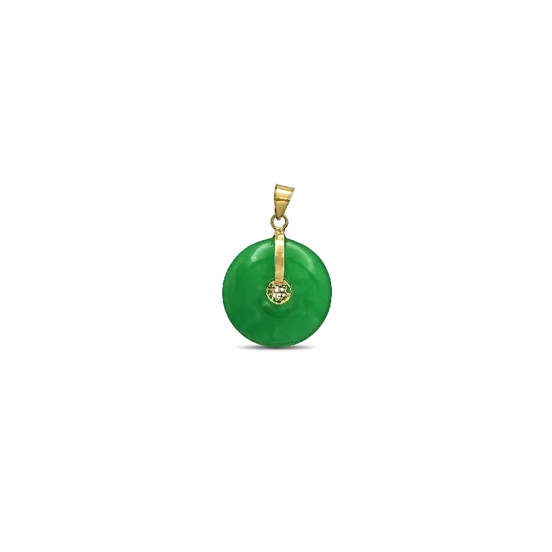 Double - Heart Pendant with Interlocking Design for Couples[福] Jade Happiness/Blessing Round Disc Pendant (14K)