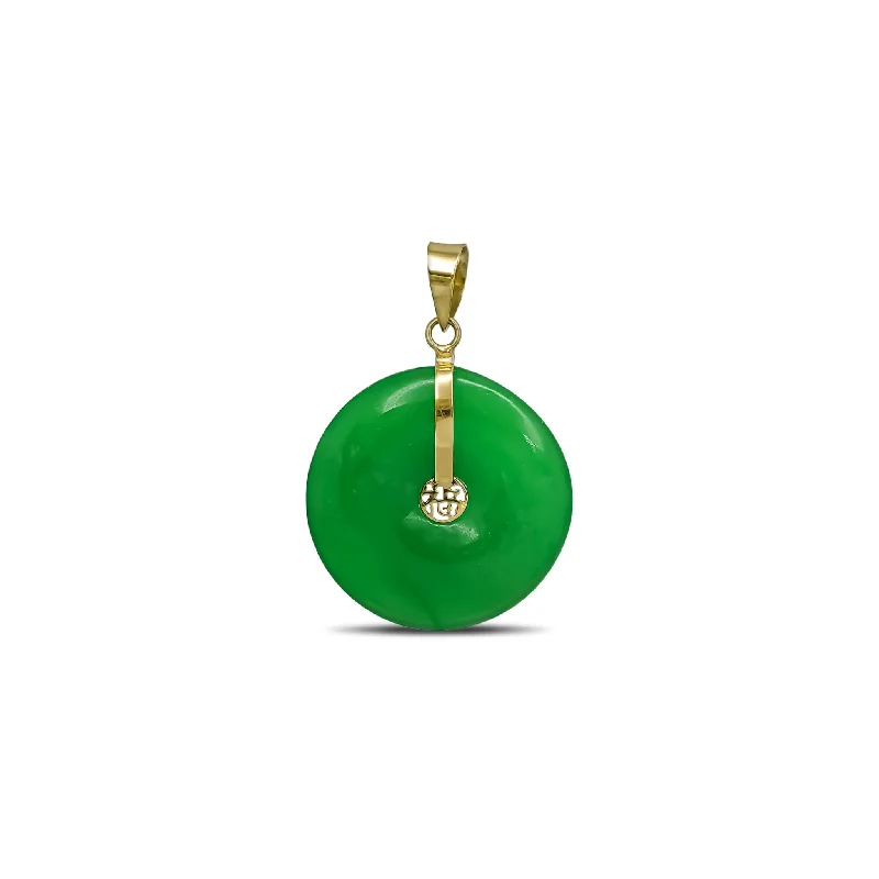 Customized Birthstone Pendant with Engraved Name for a Personalized Touch[福] Jade Happiness/Blessing Round Disc Pendant (14K)