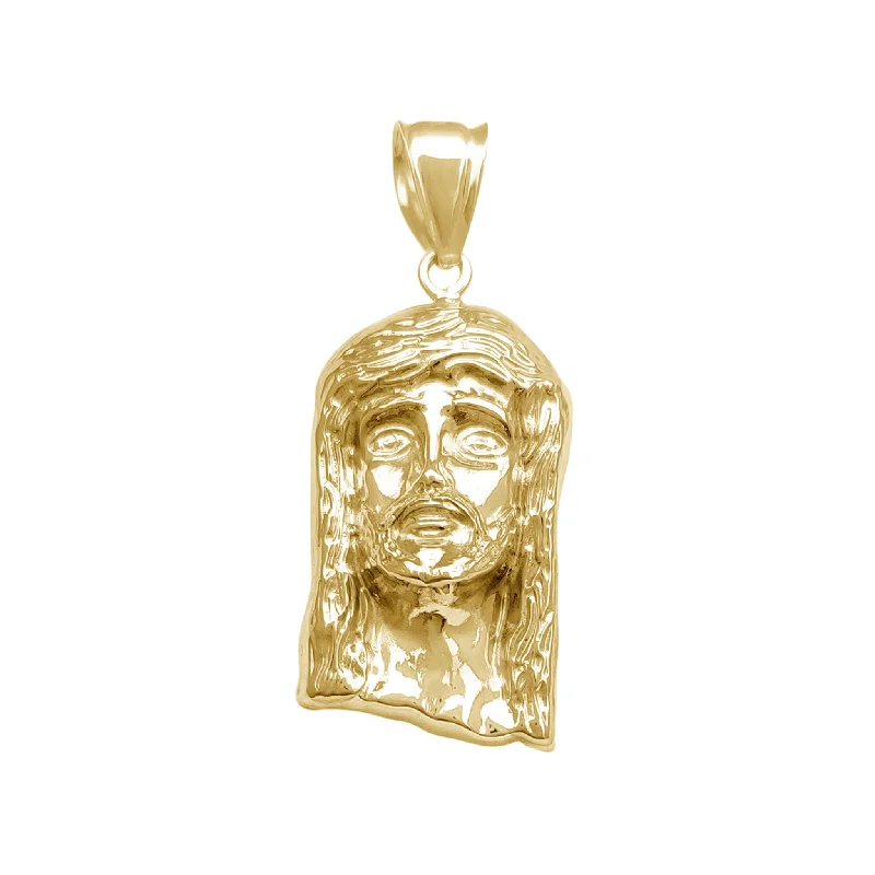 Magnetic - Closure Pendant Necklace with a Hidden Compartment for Secret KeepersJesus Head Closed-Back Pendant (10K)