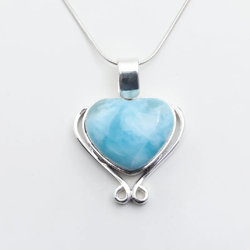 Heart - Shaped Garnet Pendant Necklace with a Pearl - Accented Chain for a Romantic Valentine's DayLarimar Heart Pendant Elsa