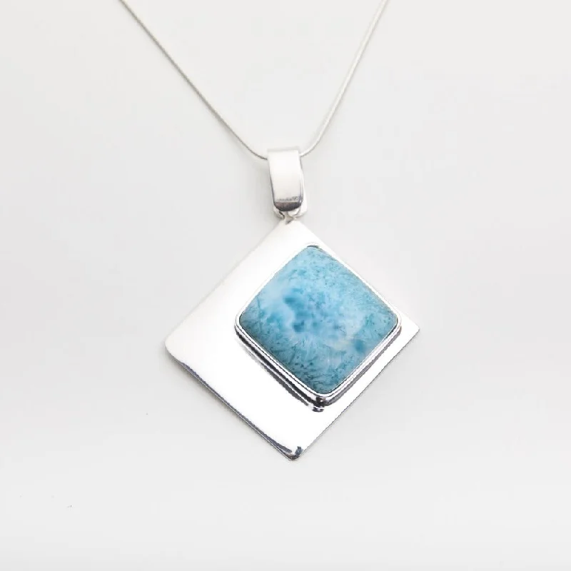 Custom - Engraved Initial Pendant Necklace in Sterling Silver for Mother's Day GiftLarimar Pendant Wang