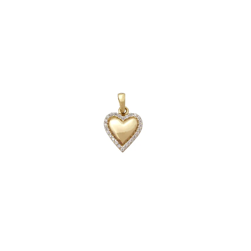 Water - Resistant Stainless Steel Diving - Themed Pendant for DiversMiniature Puffy Halo Heart Pendant (14K)