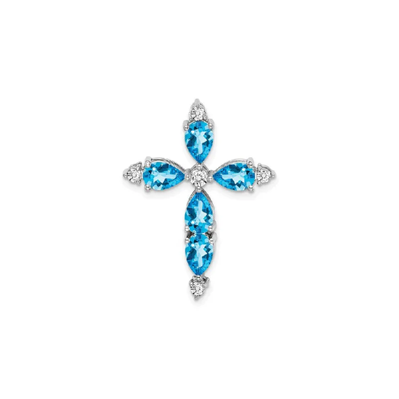 18K Gold - Plated Angel Wing Pendant for a Symbolic and Elegant AccessoryBlue Topaz and Diamond Cross Pendant (14K)