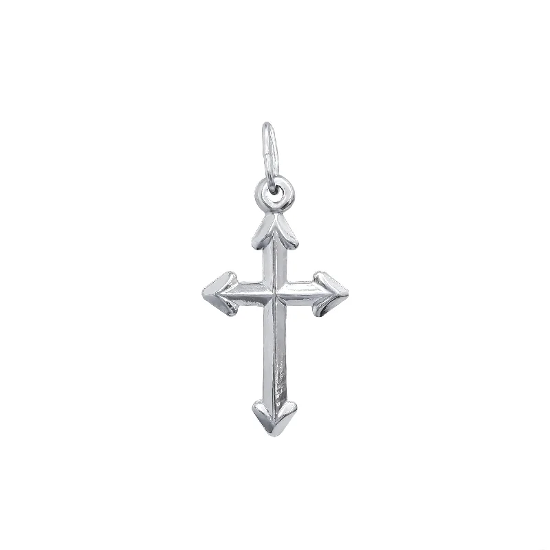 Antique - Inspired Filigree - Worked Cross Pendant Necklace for Religious CeremoniesPuffy Arrow Head Cross Pendant (Silver)