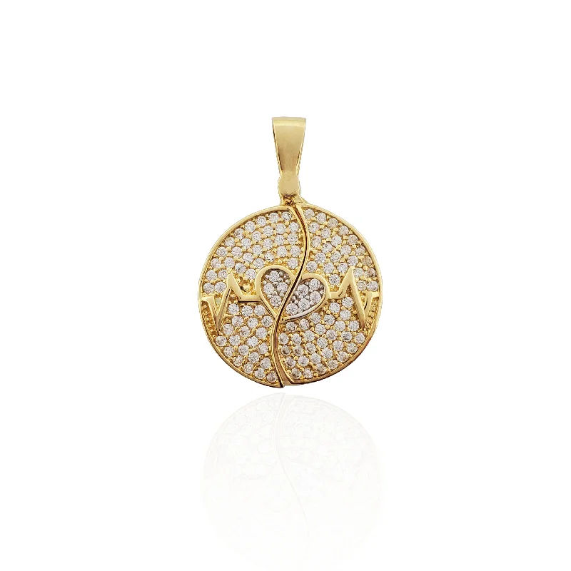 Magnetic - Locking Pendant with Hidden Compartment for Secret Messages(EKG) Pulse Open Heart Infinity CZ Pendant (14K).