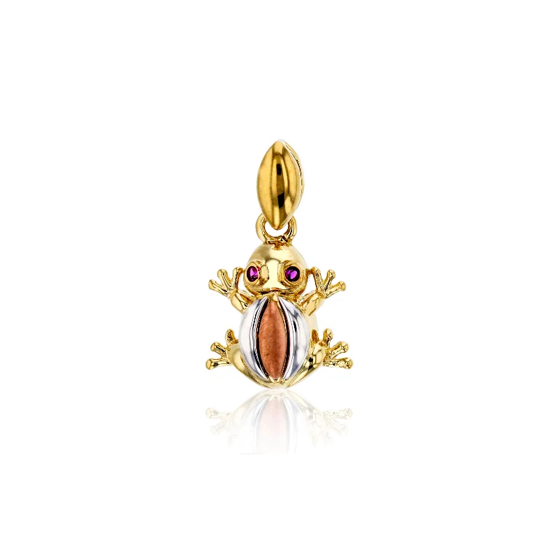 Double - Heart Pendant with Interlocking Design for CouplesRed-Eyes Tri-Color Frog Pendant (14K)