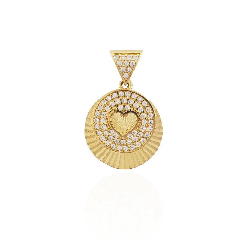 Customized Birthstone Pendant with Engraved Name for a Personalized TouchRound Heart CZ Pendant (14K).