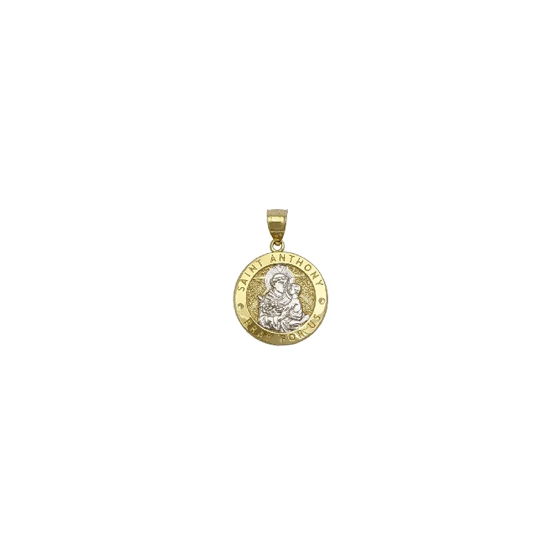 Customized Birthstone Pendant with Engraved Name for a Personalized TouchSaint Anthony Round Medallion Pendant (14K)