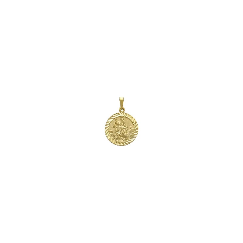 Handmade Leather - Wrapped Crystal Pendant for a Bohemian AestheticSaint Christopher Diamond-Cut Round Medallion Pendant (14K)