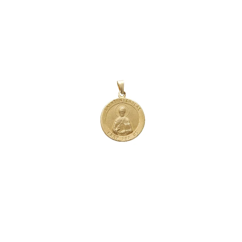 Magnetic - Locking Pendant with Hidden Compartment for Secret MessagesSaint Nicholas "Pray For Us" Medallion Pendant (14K)