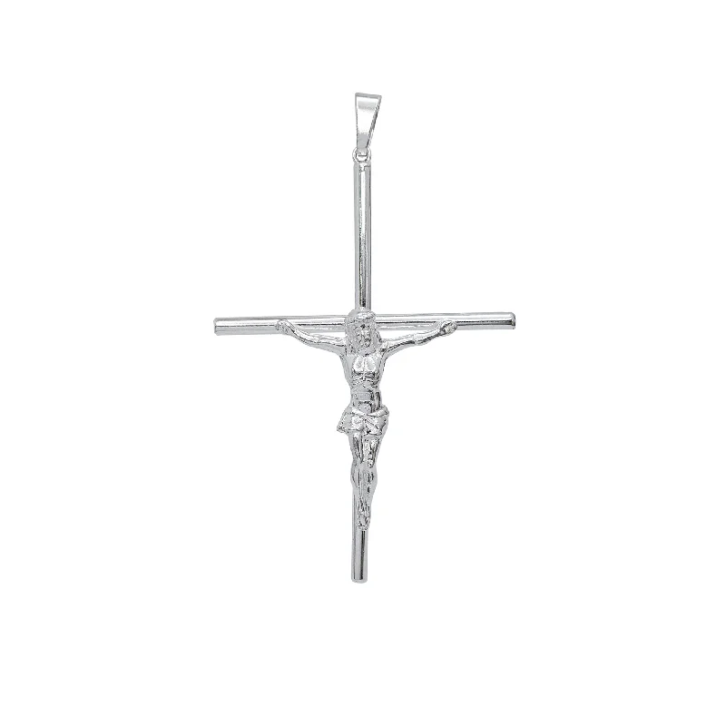 Magnetic - Closure Pendant Necklace with a Hidden Compartment for Secret KeepersSolid Crucifix Cross Pendant (Silver)