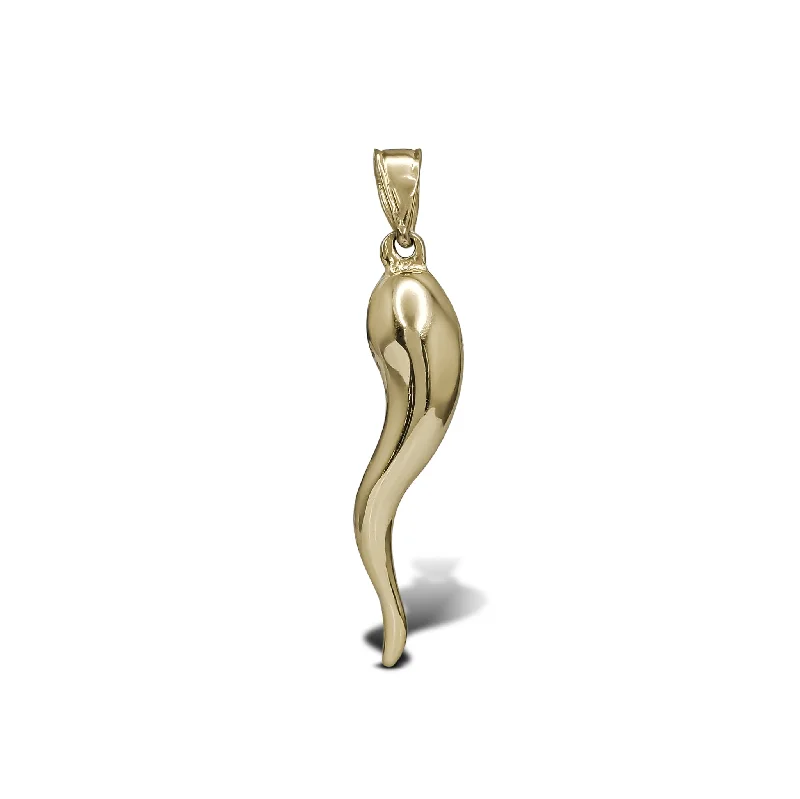 Retro - Inspired Art Deco - Patterned Pendant in Silver for Vintage LoversSolid Italian Horn Pendant (14K)