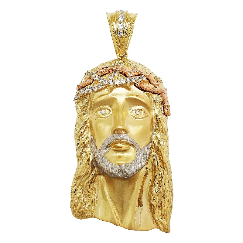 Antique - Brass - Finished Compass Pendant for Travelers and ExplorersTri-Color Jesus Head Pendant (14K)