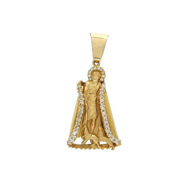 Magnetic - Locking Pendant with Hidden Compartment for Secret MessagesStone-Set Robed Saint Lazarus Pendant (14K)